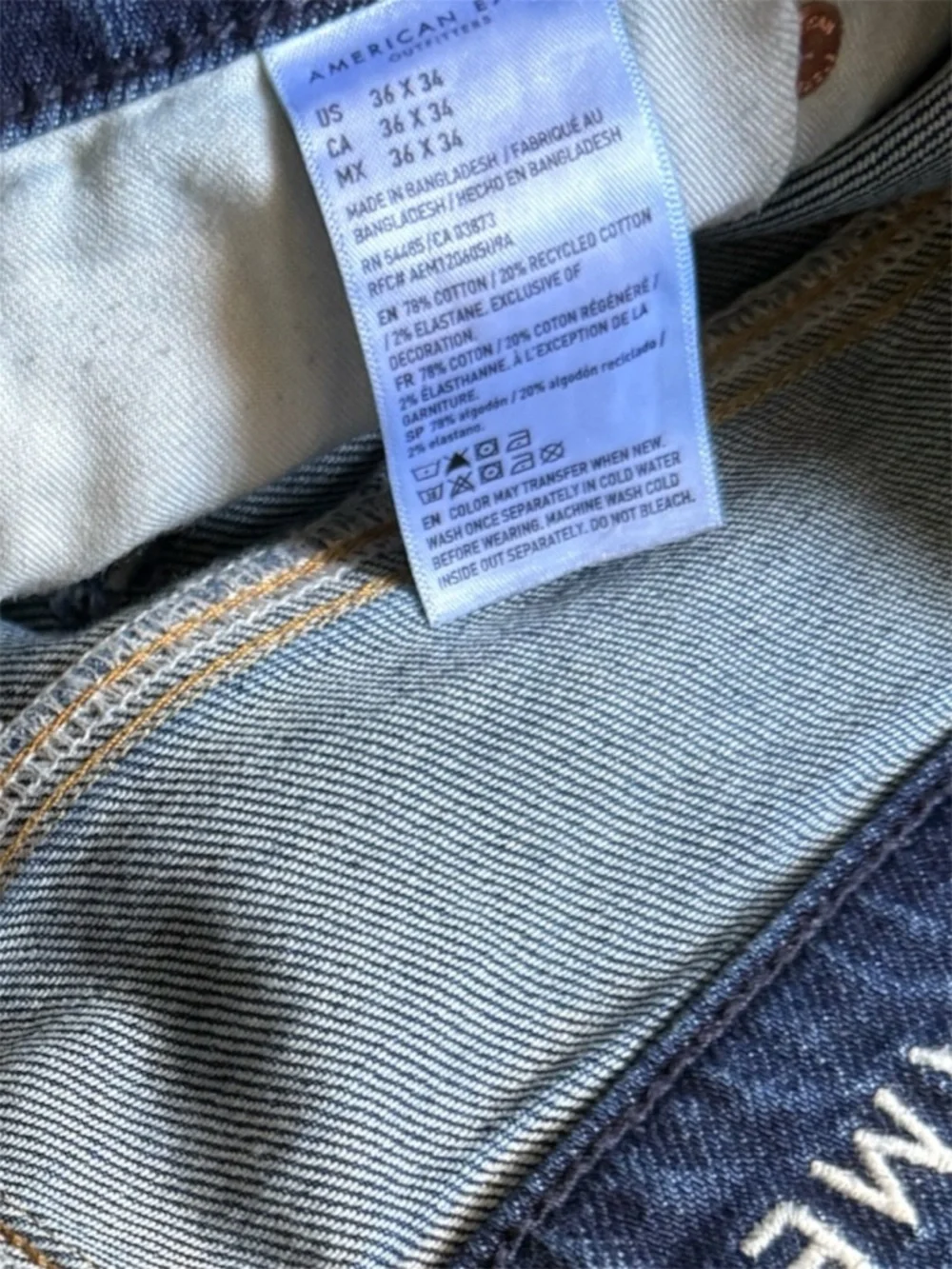 American Eagle Outfitters Blue Men’s 36x34 Denim Straight Flex Fit Jeans